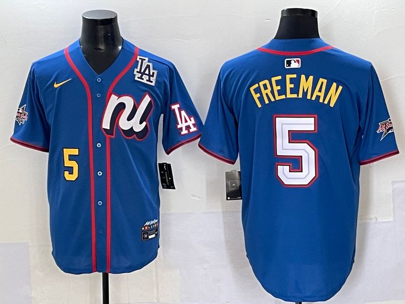 Men 2025 Los Angeles Dodgers #5 Freeman Blue All star Nike MLB Jersey style 8->los angeles dodgers->MLB Jersey